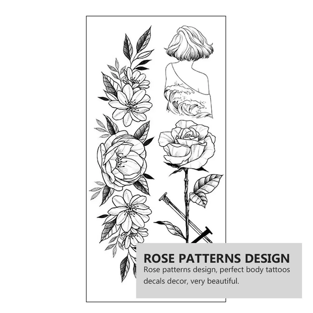 

10pcs Flower Pattern Stickers Body Tattoos Rose Decals Simple Eco Friendly Skin Safe Festival Outing Performance
