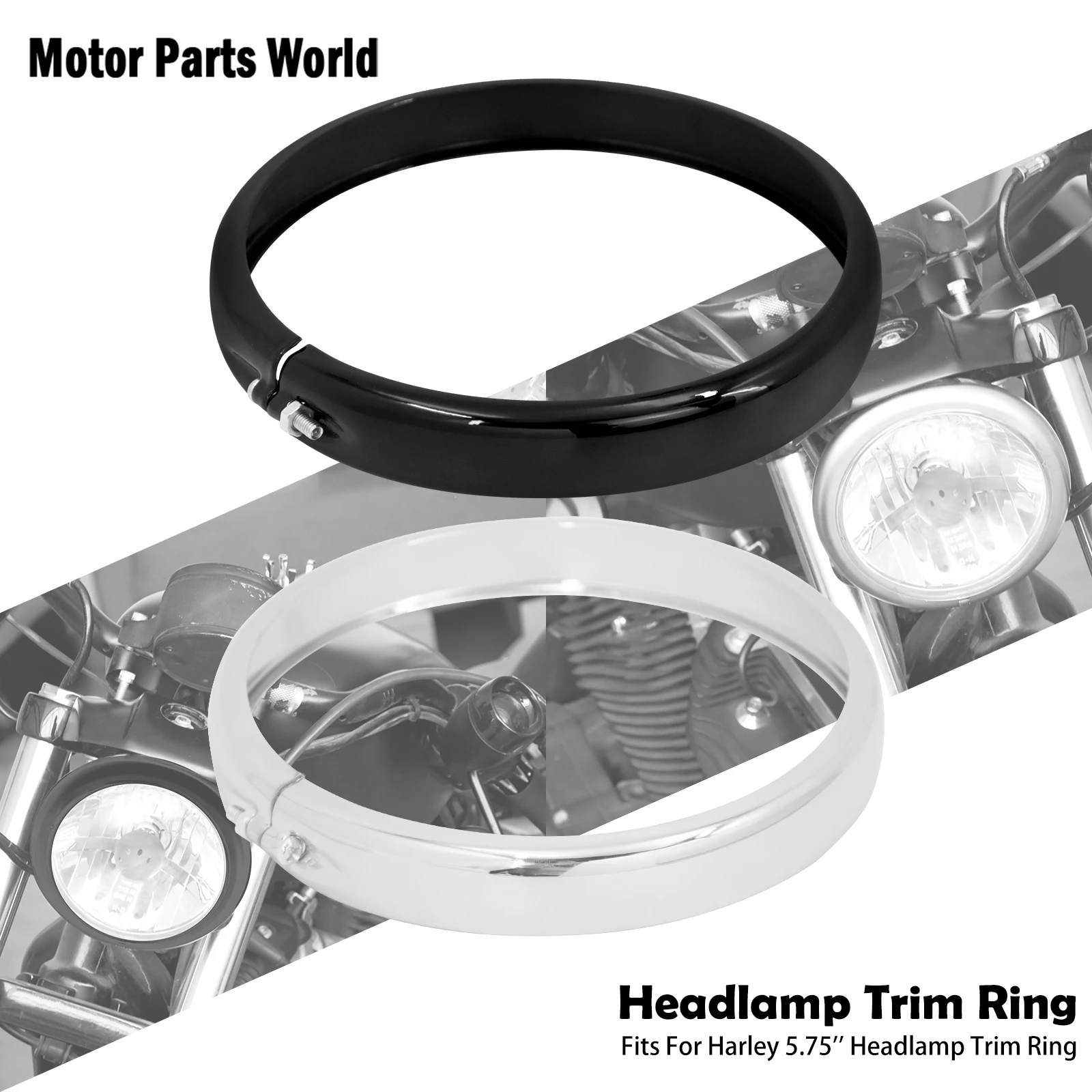 Anel de guarnição de farol preto/cromado 5.75', acessórios de guarnição de motocicleta para Harley Softail Street Bob FXBB Low Rider FXLR Standard
