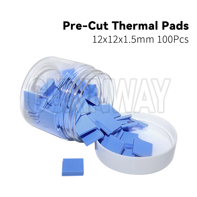 100PCS Pre-cut Insulating Thermal Pads for IC Chip High Thermal Conductivity Self-adhesive Repair Silicone Sheet