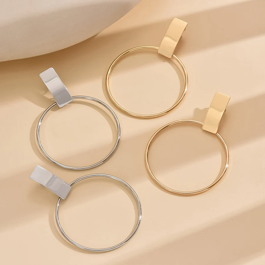 High Quality Fashion Simple Big Circle Ear Clips for Women Round Glossy Hyperbole Geometric Metal Without Pierced Earrings Gift