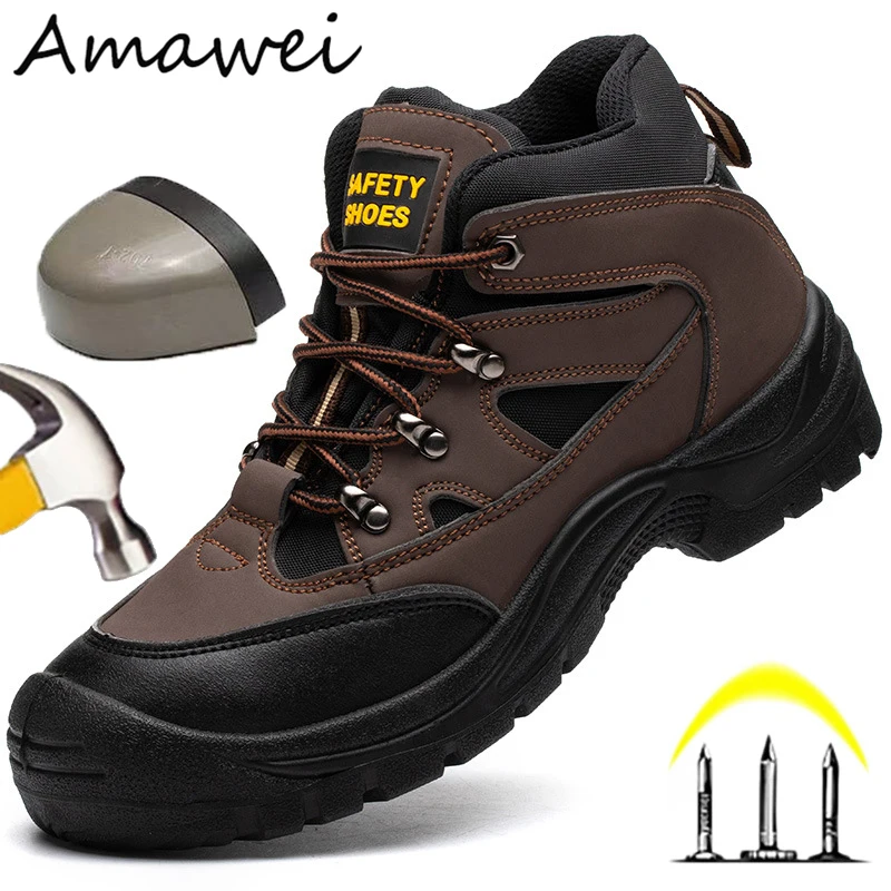 Men Boots Work Safety Shoes Anti-puncture Working Sneakers Male Indestructible Work Shoes Lightweight Men Safety Boots Shoes