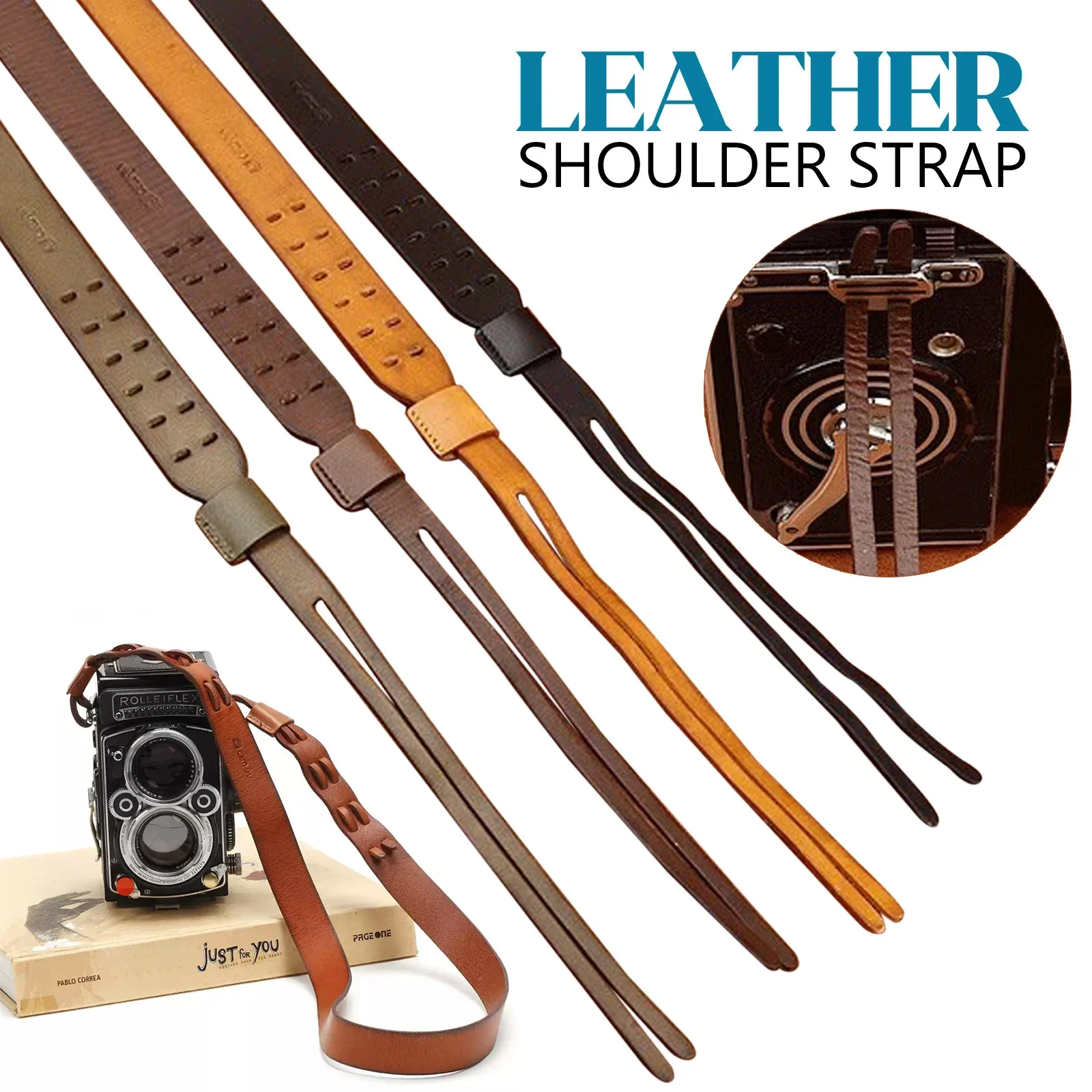 Genuine Leather Camera Shoulder Neck Strap Adjustable Wear-resisting for Rollei\Rolleiflex TLR Camera Accessories