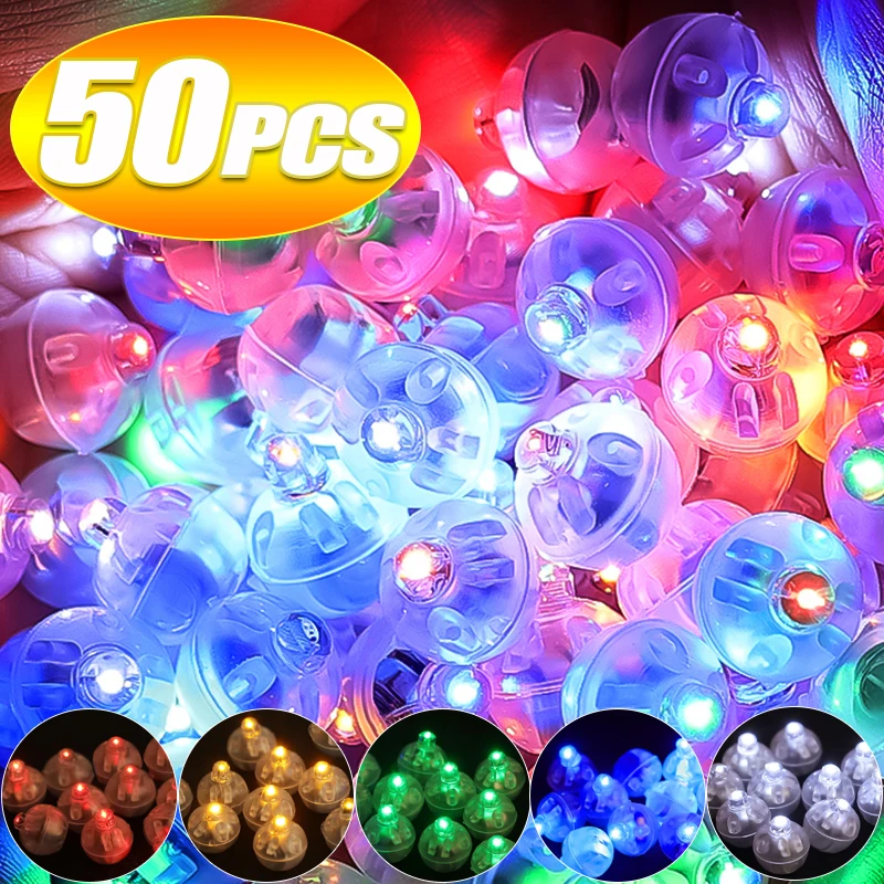 50/10Pcs Mini LED Balloon Light Round Ball LED Lamp for Lantern Balloon Christmas Wedding Party Bar Decorations Holiday Supplies