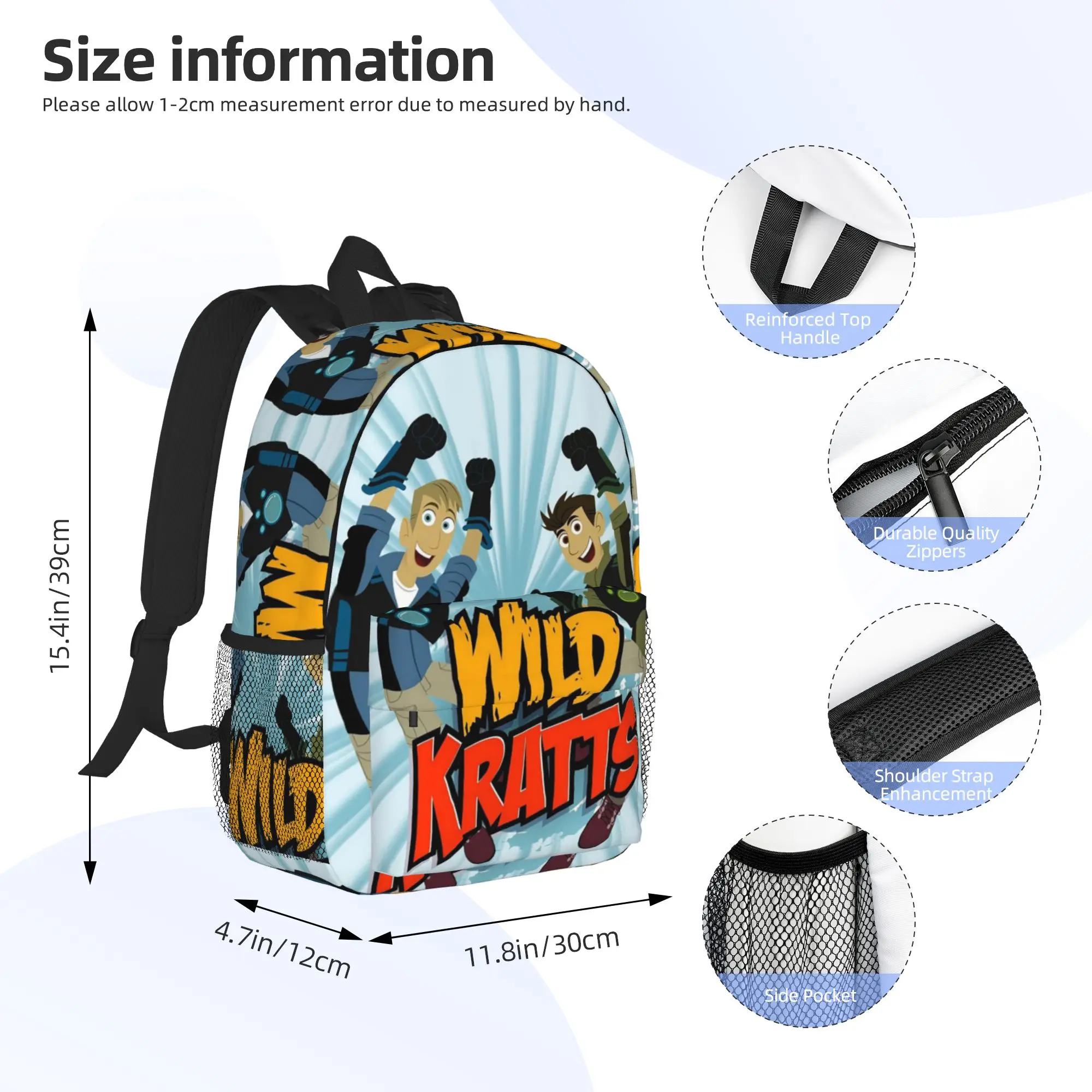 Pattern Logo Wild Kratts Backpack Hot Sale Daypack Large Capacity Boys Girls BookBag Shoulder Bags for Men Women School Bag