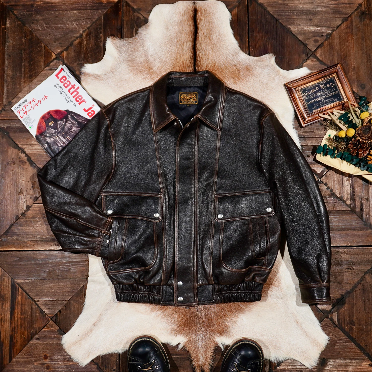 

Tailor Brando Итальянская овечья кожа негабаритная мужская винтажная куртка из натуральной кожи