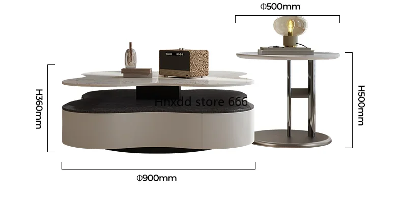 Creative special-shaped four-leaf clover petal rock slab coffee table combination