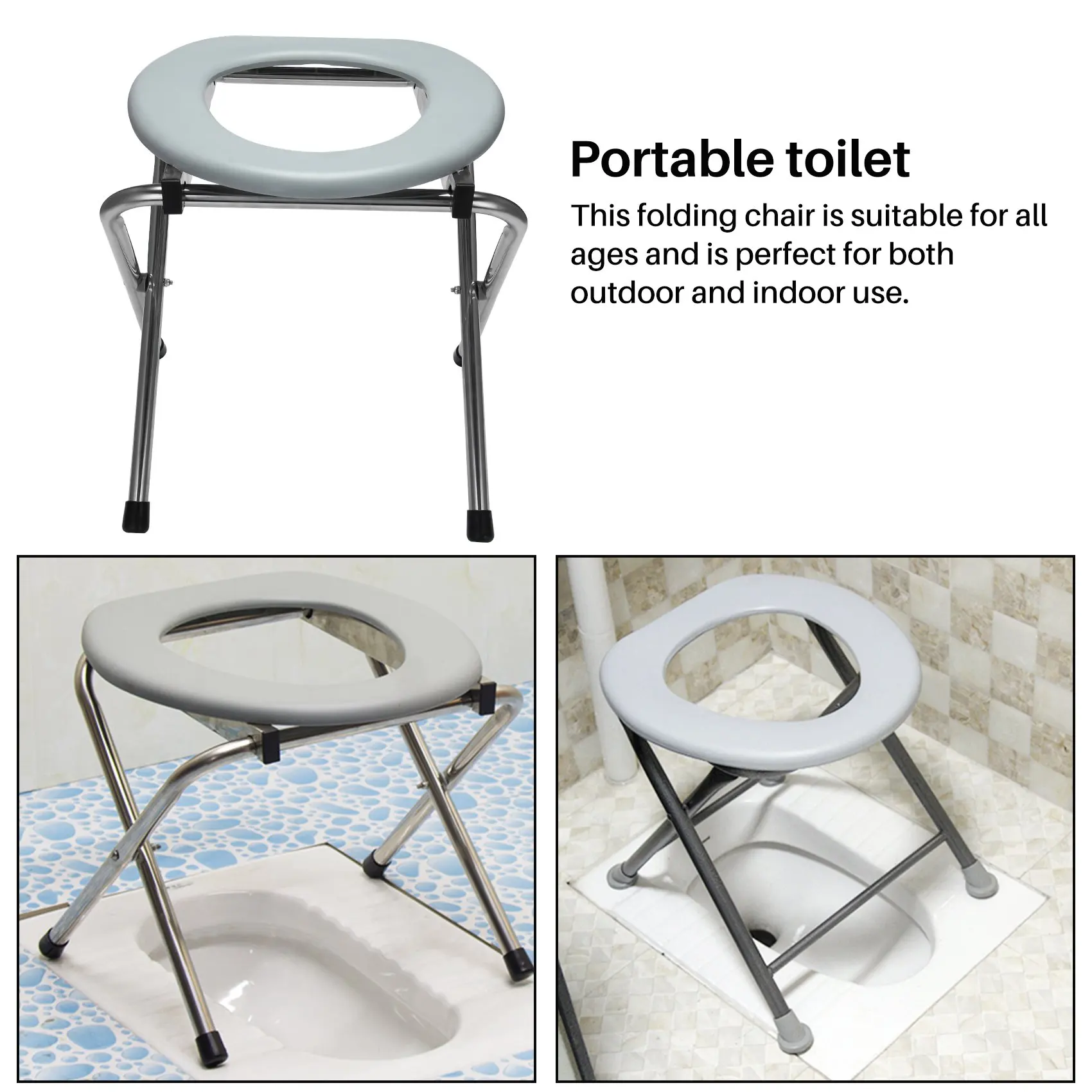 1PC Foldable Bathroom Toilet Chair Portable Toilet Outdoor Camping Hiking Travel Portable Toilet Stool