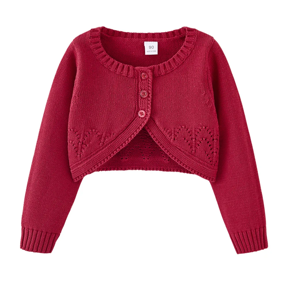 new delivery  Long sleeve knitwear cardigan sweater young girl shawl 100%cotton spring  autumn coat solid clothes 90-160 3-10y