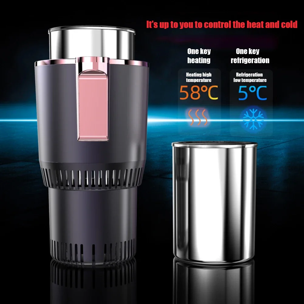 12V Car Office Cup Warmer Cooler with Temperature Display 2 In 1 Smart Beverage Mug Holder Cooling Drink Can Baby Bottle Warmer