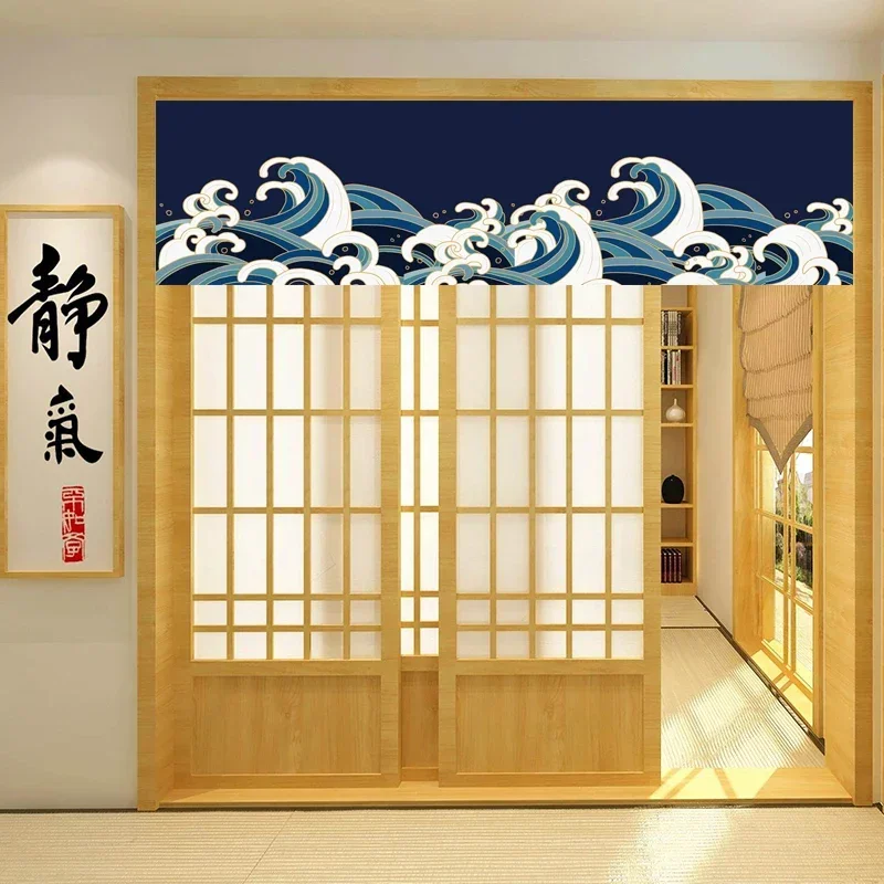 Japanese Style Restaurant Curtain Hanging Banner Door Noren Fabric Curtain Horizontal Decoration for Sushi Bar Izakaya