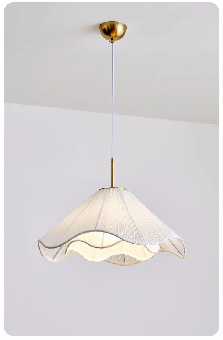 Nordic Fabric LED Chandelier Foyer White E27 Pendant