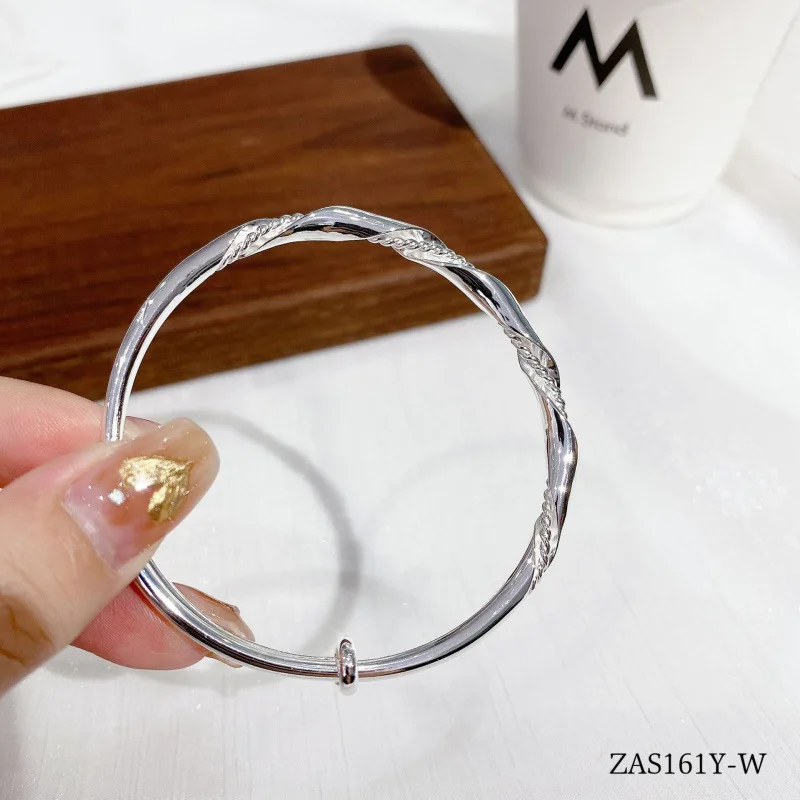 9999 Dreamy Wire Wrapped Twisted Braided Push-Pull Women Silver Bracelet