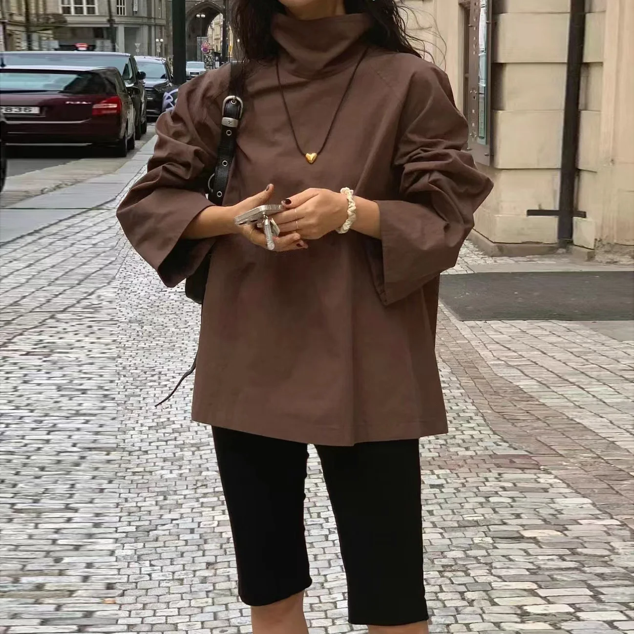 

Chic Long Sleeve Women's Shirt Front Back Wear Decorative Buttons Korean Style Spring Autumn Winter Fashion Casual Outerwear