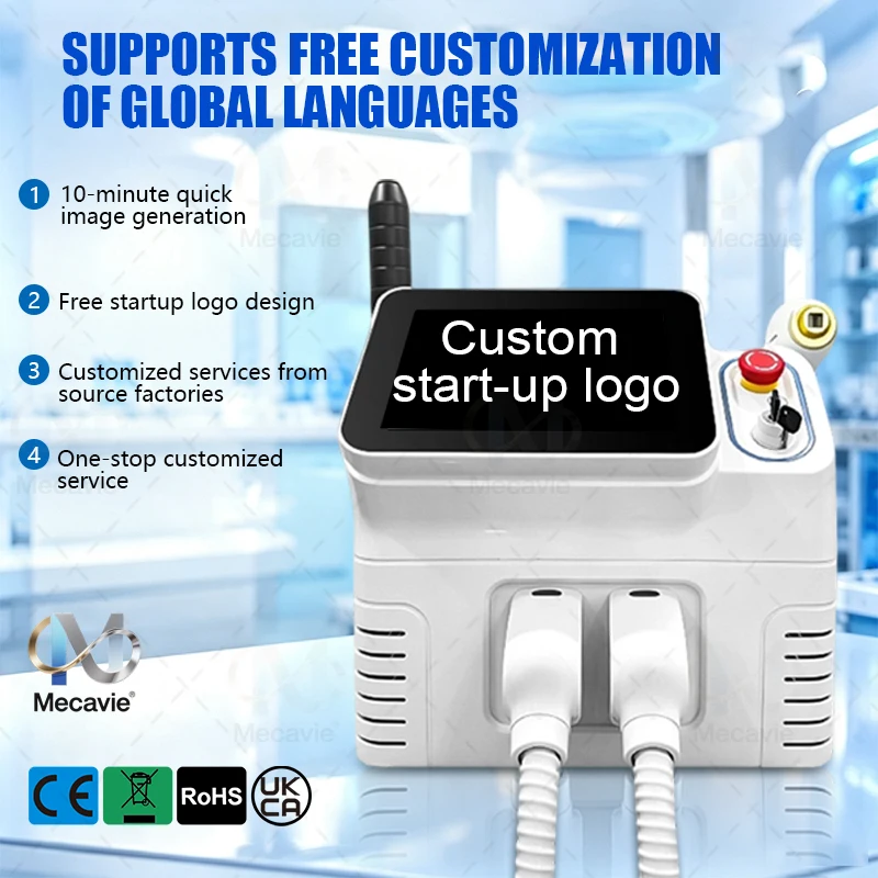 Professional 2-in-1 Diode Laser Hair Removal Device, Picosecond Q-Switch ND YAG 1064NM Tattoo Removal Device with 4 Wavelengths