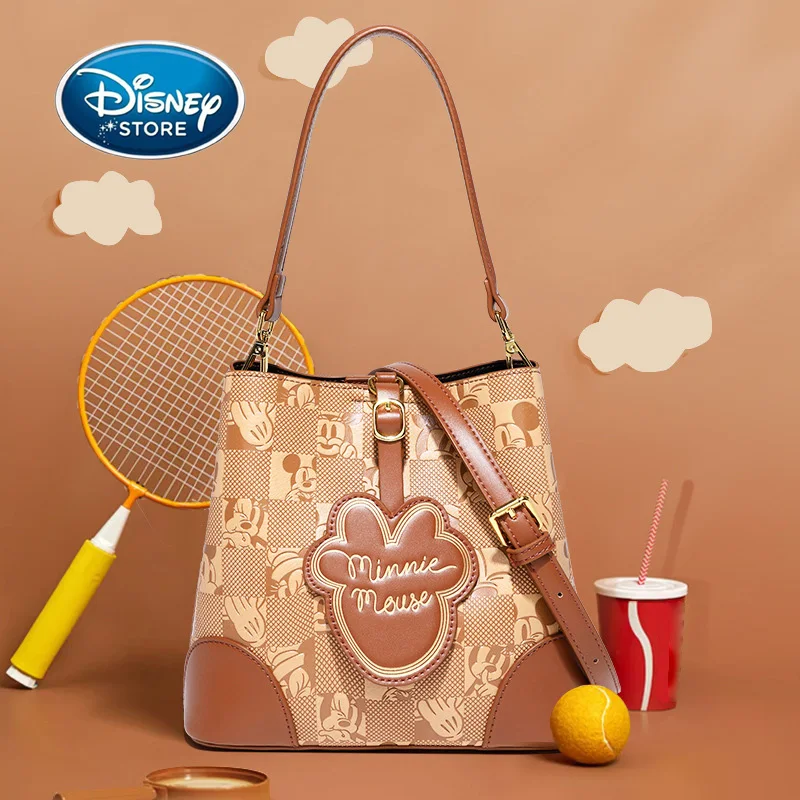 Disney Minnie Mouse Cartoon PU Retro Modern British Bag Ladie Shoulder Crossbody Handbag-Customized Fabric Advanced Leather