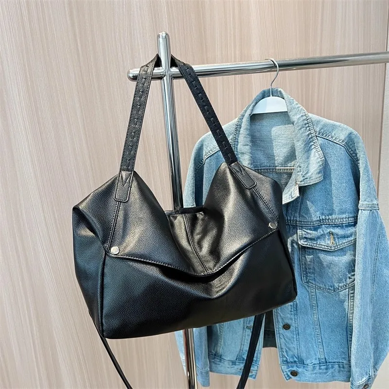 

Luxury Leather Tote Bag Women's Minimalist Solid Color Shoulder Bag Large Capacity Horizontal Square Crossbody Bag Shopping Bag