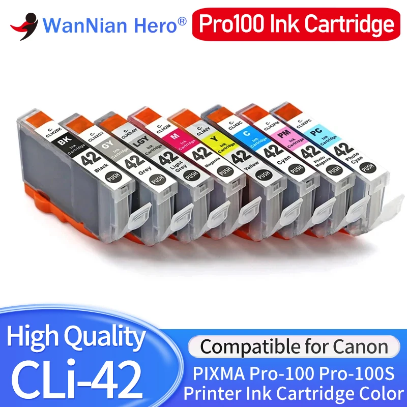 1 ~ 5set CLI-42 cartouche d'encre Compatible Pour IL PIXMA Pro-100 Pro-100S imprimante Pro100 cartouche d'encre cli42 BK C Y GY LGY M encre