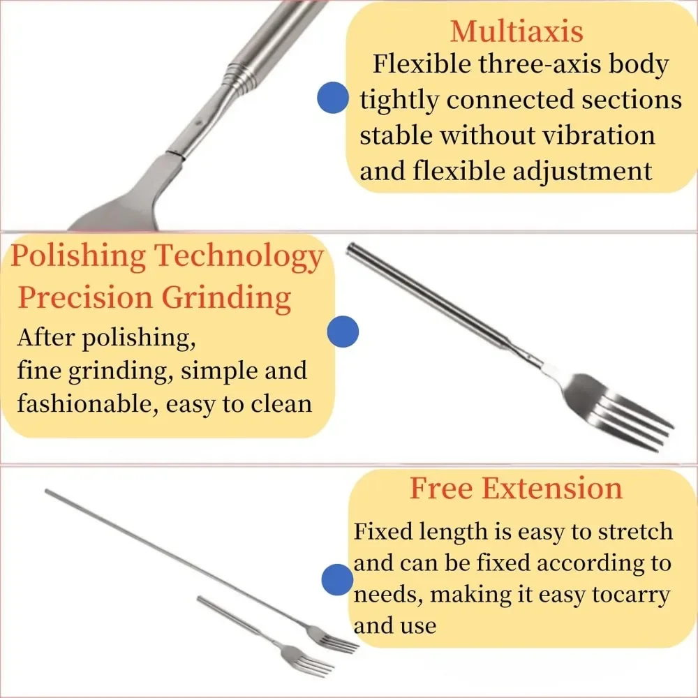 شوكة قابلة للتمديد تلسكوبي عشاء الفاكهة الحلوى أدوات المائدة الطويلة الشوك الشواء شوكة اللحوم اكسسوارات المطبخ أدوات الفضة المقاوم للصدأ #2