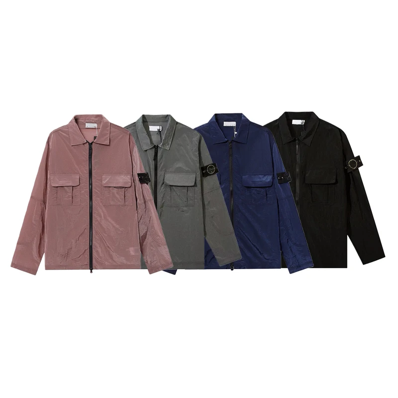 

Metallic Nylon Zipper Jaet Stone Workwear Sle Anti-Tear Functionali Long Sve Stand Collar Regular Length Outerwear