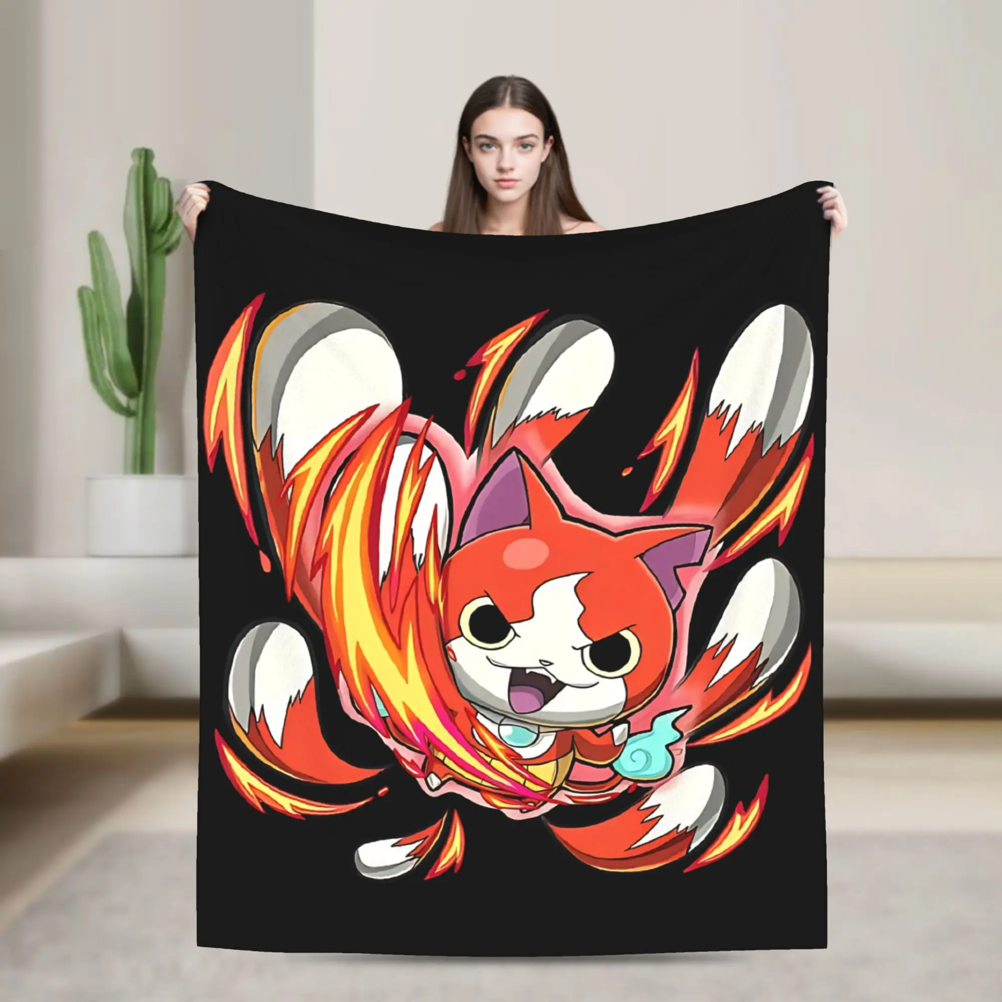 Yokai Watch Game Fleece Throw Blankets Jibanyan S Blanket for Bed Outdoor Lightweight Thin Plush Thin Quilt