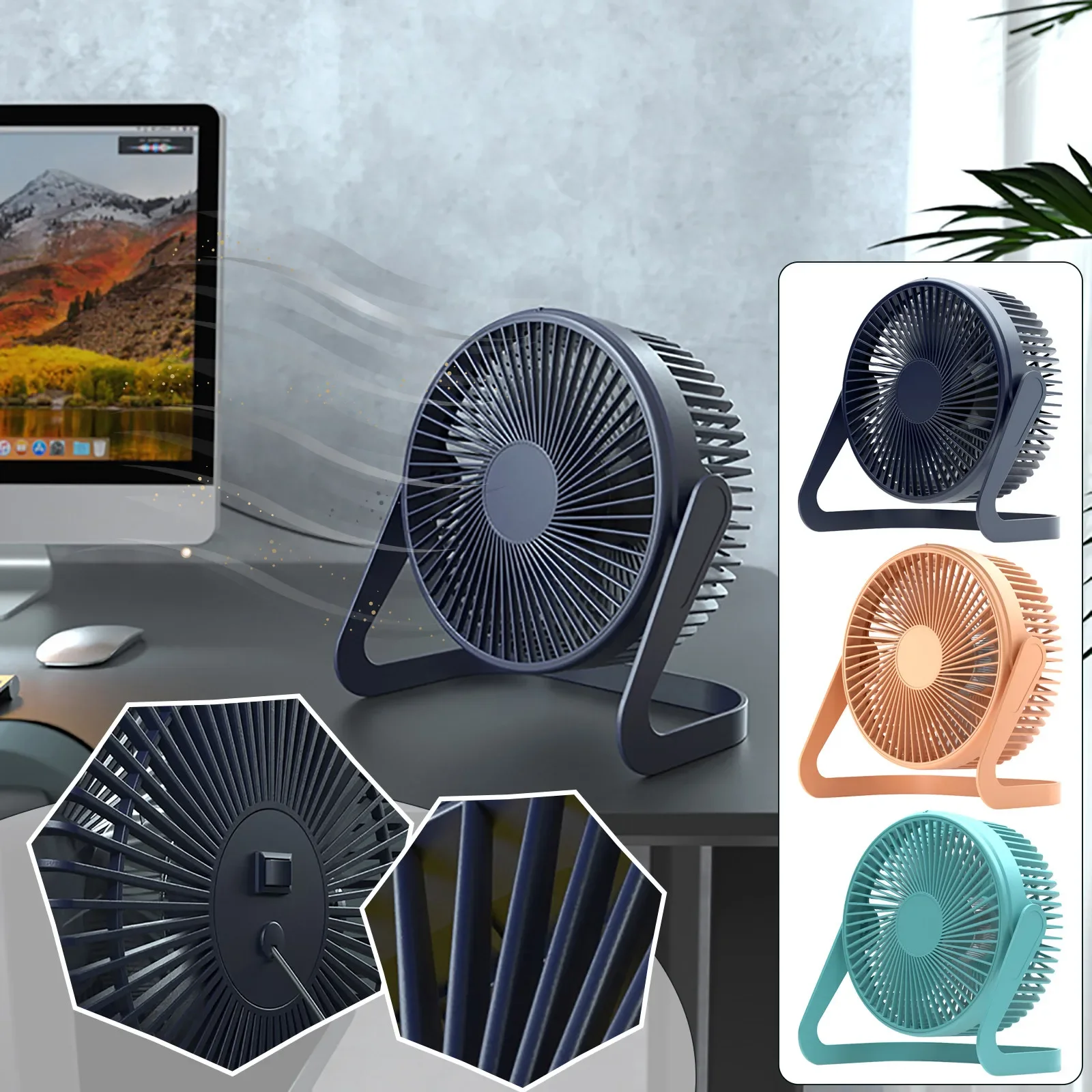 Usb Power Mini Fan 5 Inches Small Desk Cooling Portable Fan Super Mute Cooler 180 Degree Rotation Fan For Home Appliances