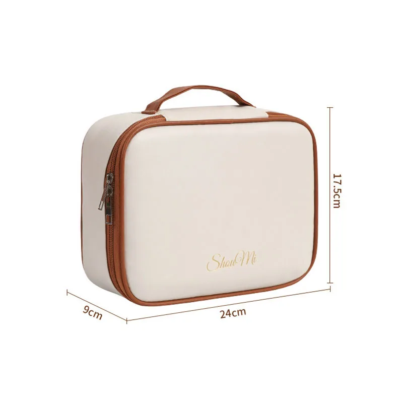 Large Capacity PU Travel Makeup Brushes Storage Bag Multi-compartment Comestic Tools Bag with Detachable Makeup Brush Pouch