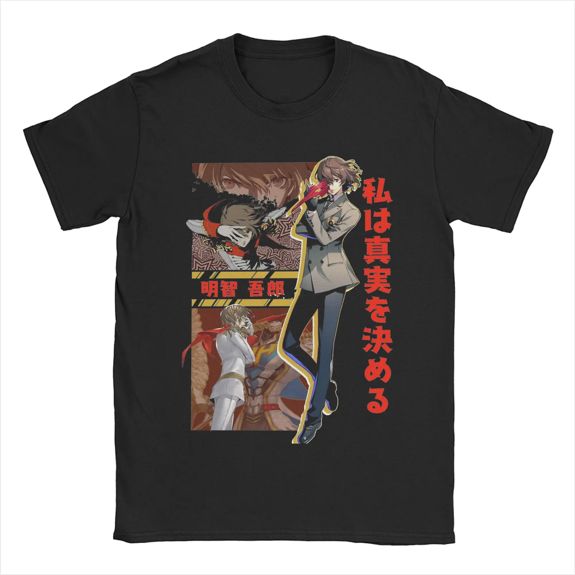 Personas 5 Goro Akechi Graphic T-Shirt For Men Women Cotton Tops Harajuku  Crewneck Short Sleeve