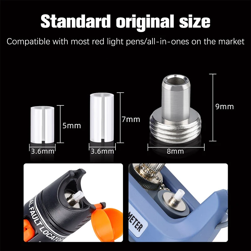 New 2Sets Metal-Head Fitting And Ceramic Tube Sleeves Connector Adapters For Fiber Optic Visual Fault Locator