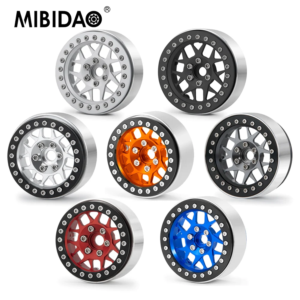 MIBIDAO 4Pcs 1.9/2.2inch Metal Alloy Beadlock Wheel Rims Hubs 25/35mm for Axial SCX10 TRX-4 D90 1/10 RC Crawler Car Upgrade Part