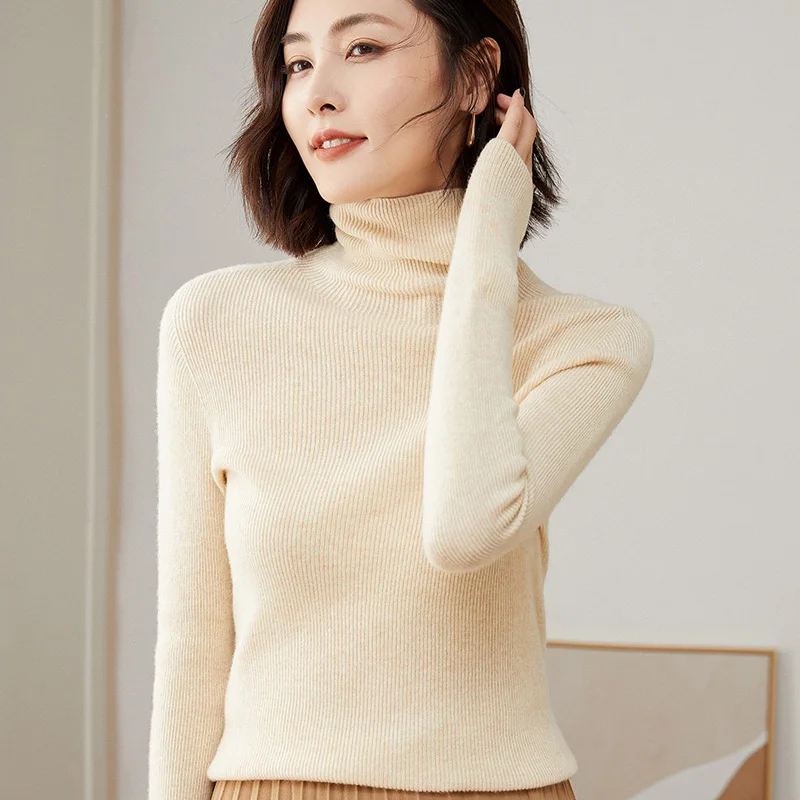 WinvyNee Women Clothing Merino Wool Sweater Slim Long Sleeve Top Turtleneck Jumper Soft Warm Knitted Pullover Autumn A1263004