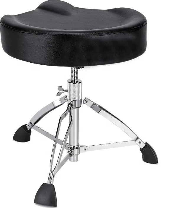 Heavy‑Duty Adult Drum Throne Height Adjustable Black PU Padded Seat Metal Frame Drum Stool For Drummers Percussion Kit Accessory