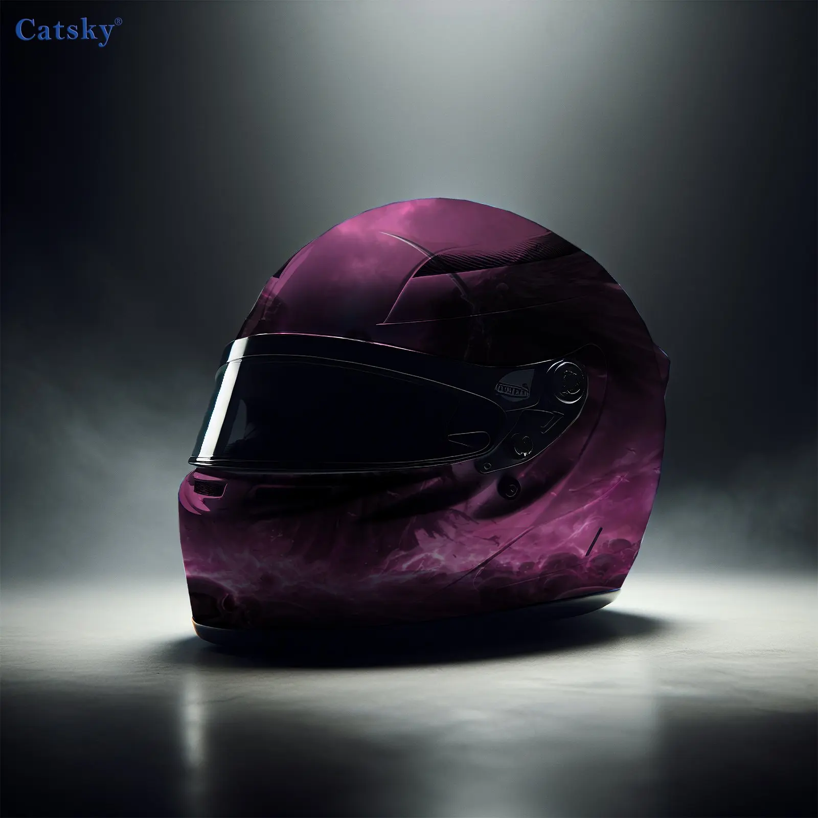 Purple Flame Raven-winged Reaper Helmet Vinyl Wraps, Waterproof Scratch-Resistant Full Face Helmet Decals, Durable PVC Decoratio view 5