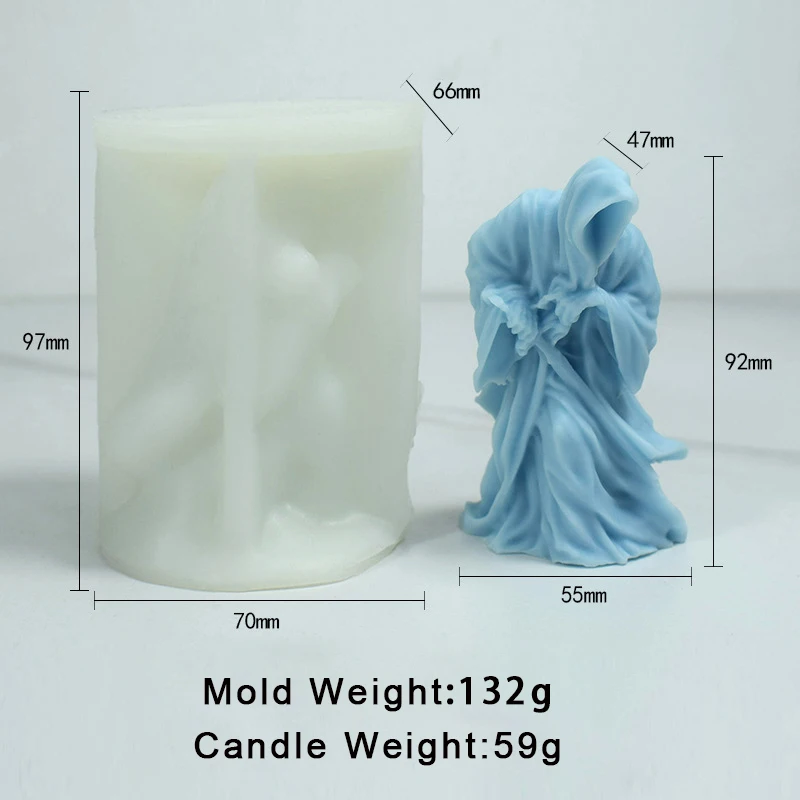 Mysterious Warrior Silicone Candle Mold Handmade Aromatherapy Gypsum Resin Making Tools Halloween Death God With Knife Mould