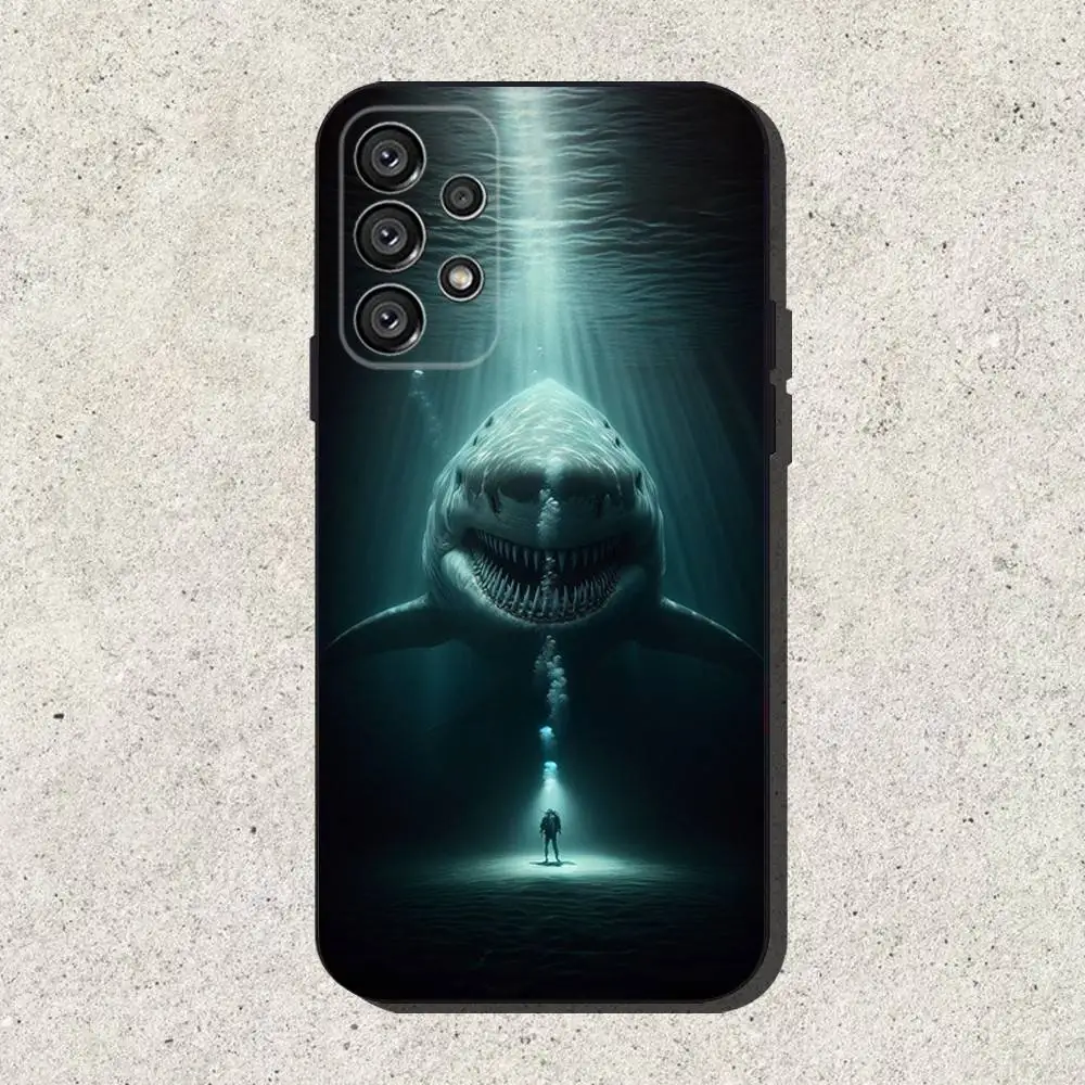 Capa de telefone Jaw Movie para Samsung S25, S24, S21, S22, S23, S30, Ultra, S20, Plus, Fe, Lite, Note, 10,9,5G Capa preta