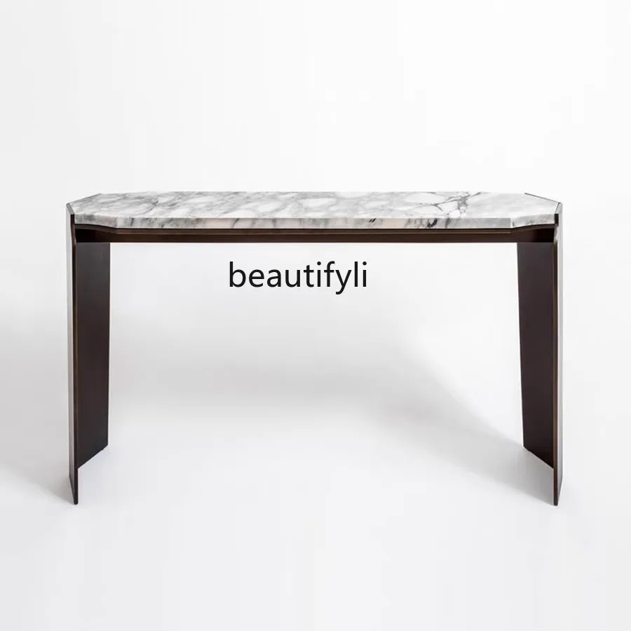 

Light luxury style home marble Xuanguantai villa hotel lobby, decorative table aisle against the wall decorative cabinet