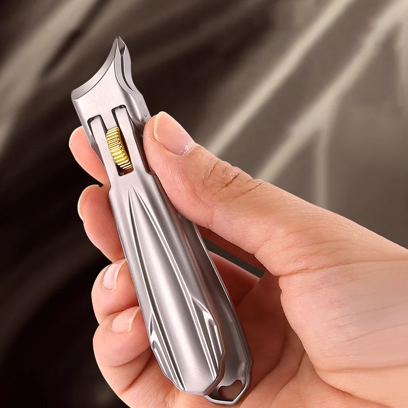 

Кусачки для ногтей с угловым наконечником и фиксатором, защита от брызг, кусачки для ногтей с широким лезвием, из нержавеющей стали.