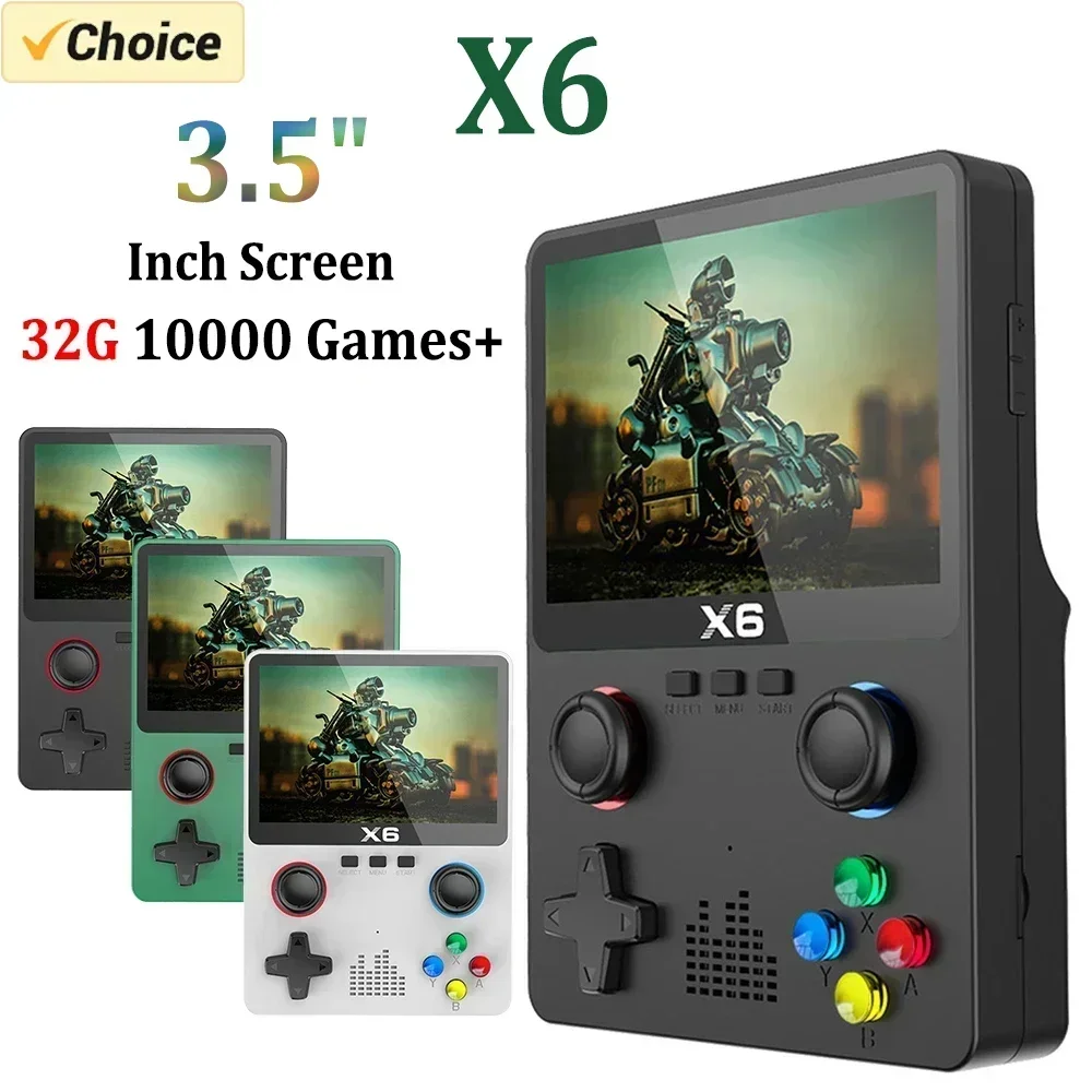 X6 Game Console Retro Video Game Console 3.5/4\'\' IPS Screen Portable Handheld Game Player 10000+ Classic Games Children Gifts