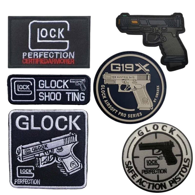 PVC G19X Pistol Airsoft Patch Military GLOCK SHOOTING Embroidery Hook and Loop Emblems Morale Badge Backpack Tactical Stickers