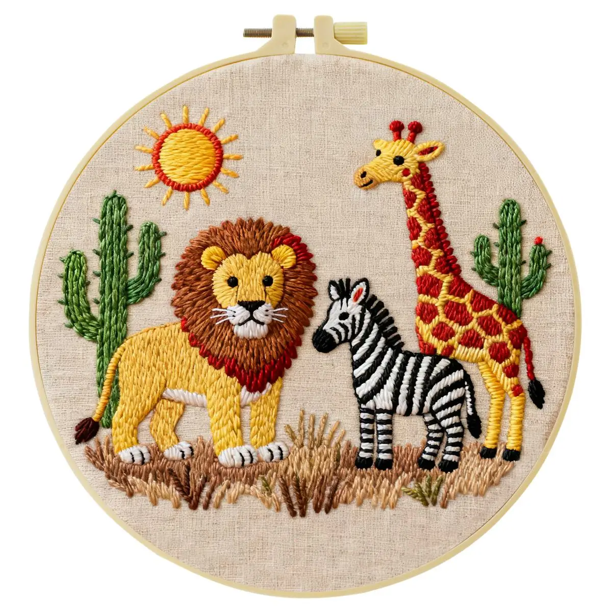 1 Stück 20X20CM/15X15CM 7,87/6,3 Zoll Zoo-Stickerei-Starter-Kit DIY-Kit DIY-Stickerei-Set Handarbeits-Set für Anfänger – Detail 3
