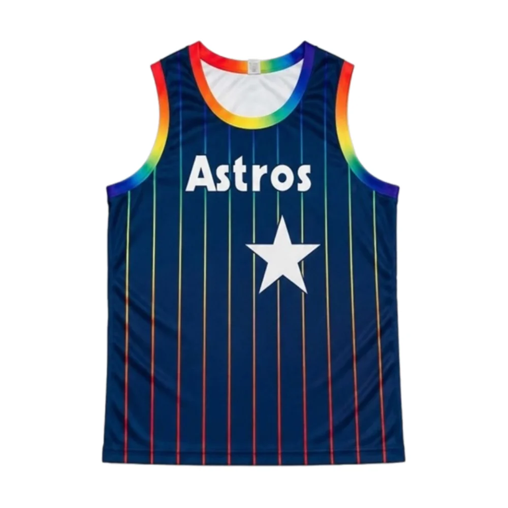 2026 Astros Pride Night Basketball Jersey Crew Neck Sleeveless Sports Vest Printed Tank Top Casual Streetwear Family Matching