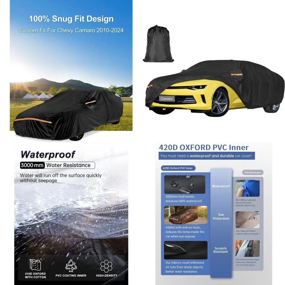 

Всепогодный прочный чехол для автомобиля 2010-2025 годов выпуска - Защита от солнца, дождя, УФ-излучения, пыли с молнией на двери - Черный