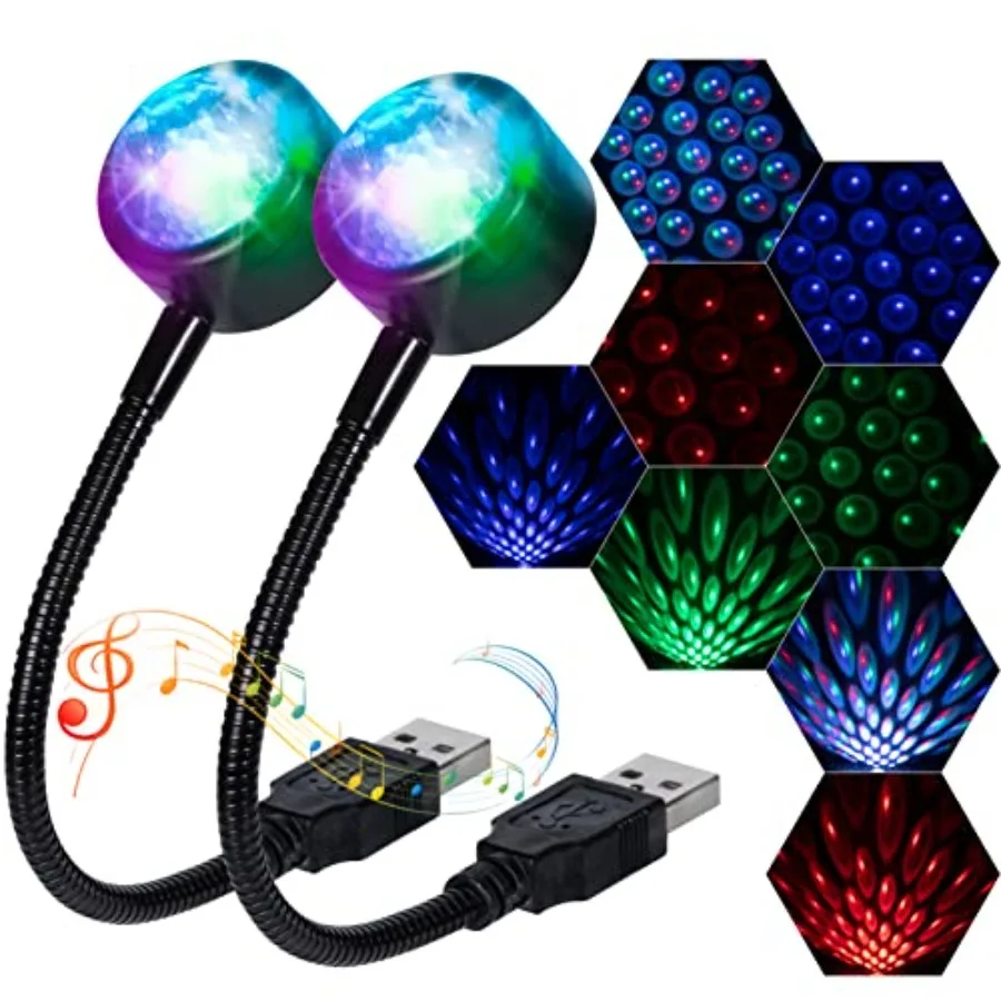 Car Roof Lights, USB Star Projector Night Light, Adjustable Interior Car Lights, Portable LED Lights 4 Colorsand 9 Functional M