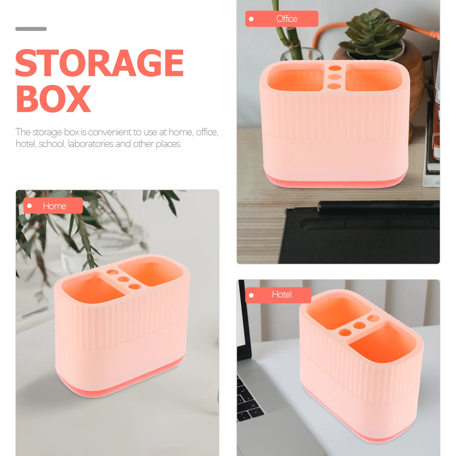 

2 Pcs Pen Holder Makeup Brush Storage Box Brushes Pencil for Desk Cup Multi-grid Holders Plastic Container