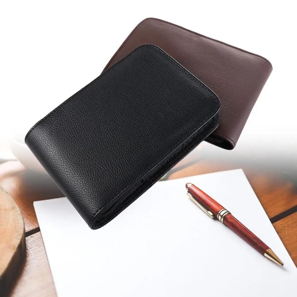 

Pen Storage Box Black Brown 12 Pens Faux Leather Roller Pen Holder Pen Container Bag Fountain Pen Case Pens Zipper Case