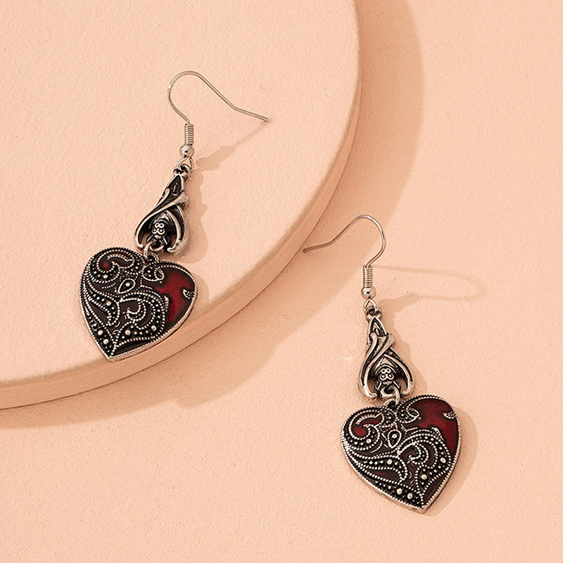 أقراط الخفافيش الغامضة القوطية للسيدات ، قلادة على شكل قلب ، مجوهرات عتيقة ، هالوين ، شخصية ، زوج واحد #6