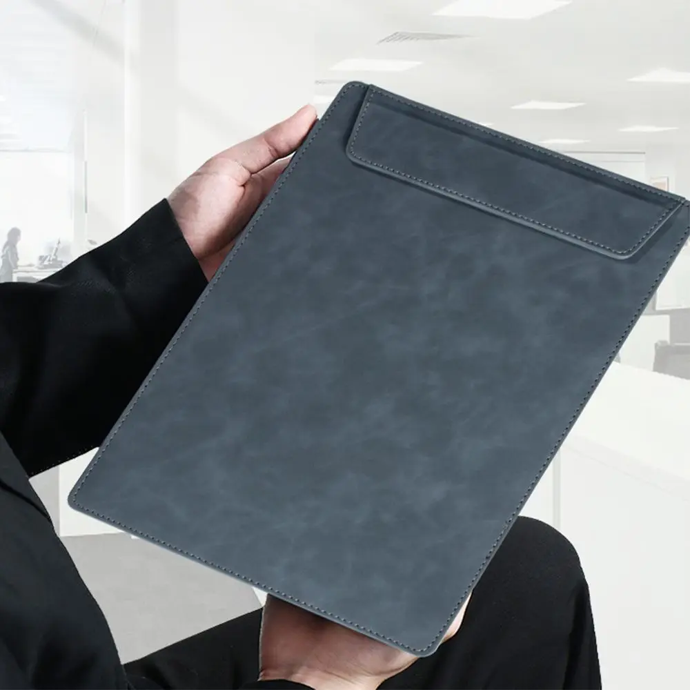 Multifunctional A4 Leather Magnetic Buckle Folder PU Leather Large Capacity Document File Waterproof Thickened Signature Clamp
