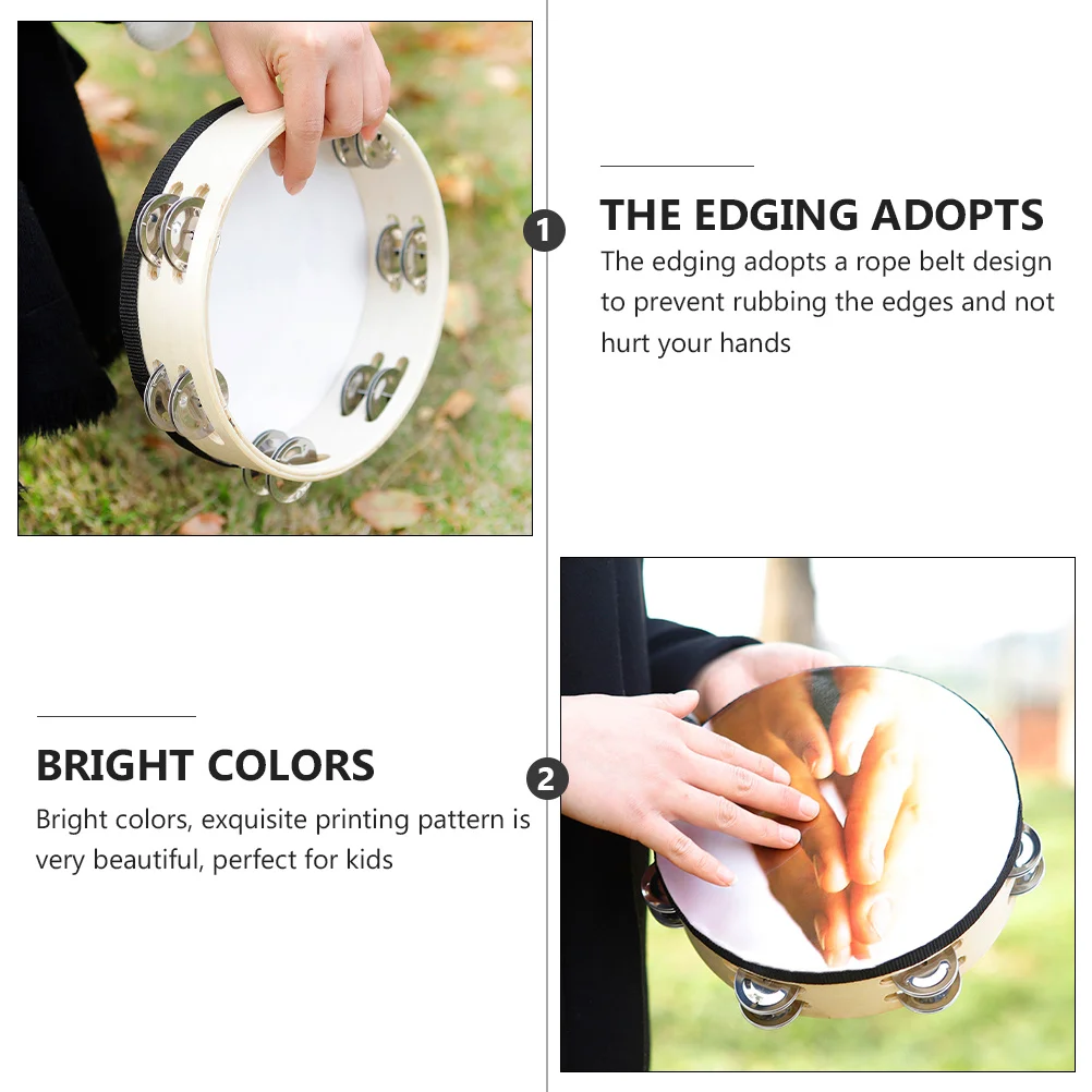 

8 Inch Hand Drum Kids Musical Instrument Percussion Early Education Wood Drum Smooth No Burrs Bright Color Shake Strike Training