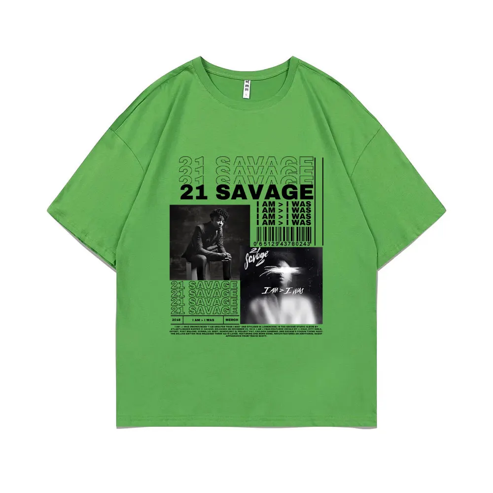 Rapper 21 Savage I Am I Was Music Album Graphic T-shirt Men Hip