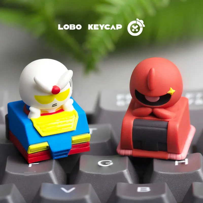 

Коллекционная полупрозрачная механическая клавиатура с кейкапом Chibi Mobile Suit Zaku из смолы, фигурка-кейкап, подарок с милой фигуркой