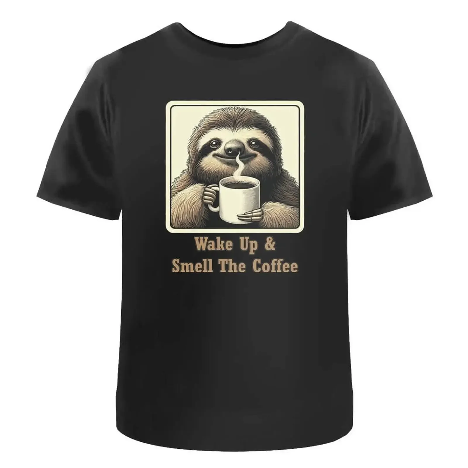 Camiseta 'Lazosca con taza de café' 100% algodón S XXL TA059125 vintage lavada con gráfico para hombre, estilo streetwear ligeramente suave